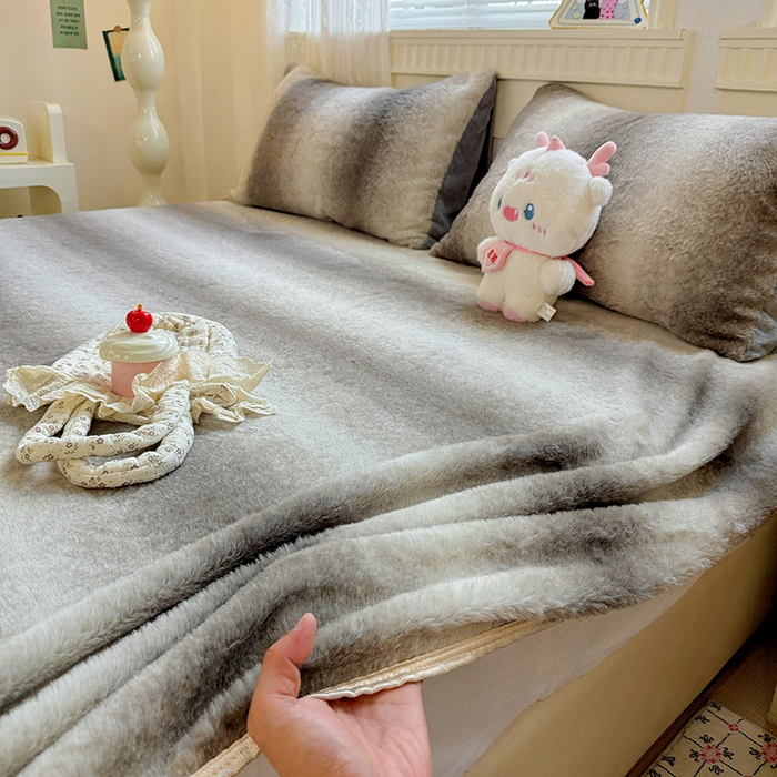 91家纺网 家纺一手货源 找家纺 2025新品兔毛印花单床笠 床笠-韩系灰
