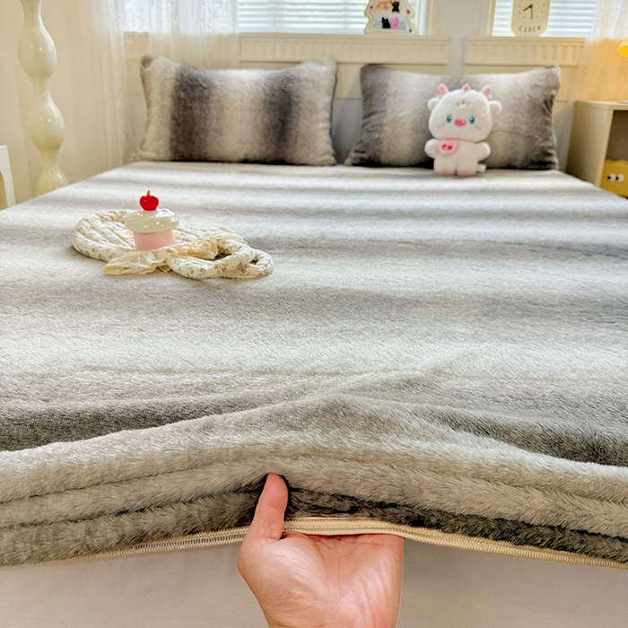 91家纺网 家纺一手货源 找家纺 2025新品兔毛印花单床笠 床笠-韩系灰