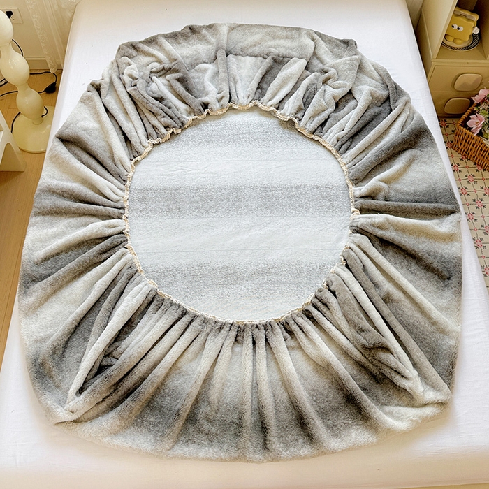 91家纺网 家纺一手货源 找家纺 2025新品兔毛印花单床笠 床笠-韩系灰