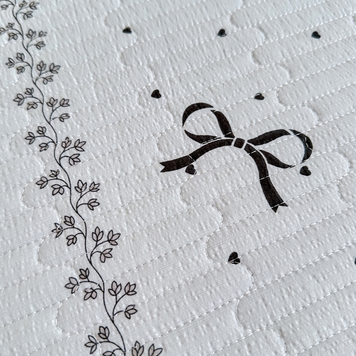 91家纺网 家纺一手货源 找家纺 岚吉家纺 2025新款有氧双层纱花边床盖系列爱心蝴蝶结-蓝