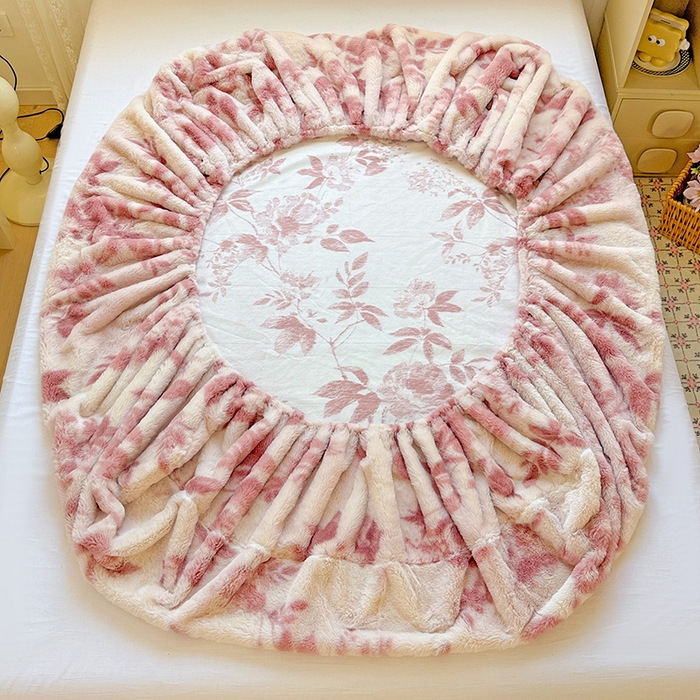 91家纺网 家纺一手货源 找家纺 2025新品兔毛印花单床笠 床笠-花间密语