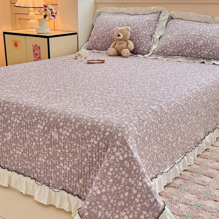 91家纺网 家纺一手货源 找家纺 岚吉家纺 2025新款有氧双层纱花边床盖系列浮生如梦