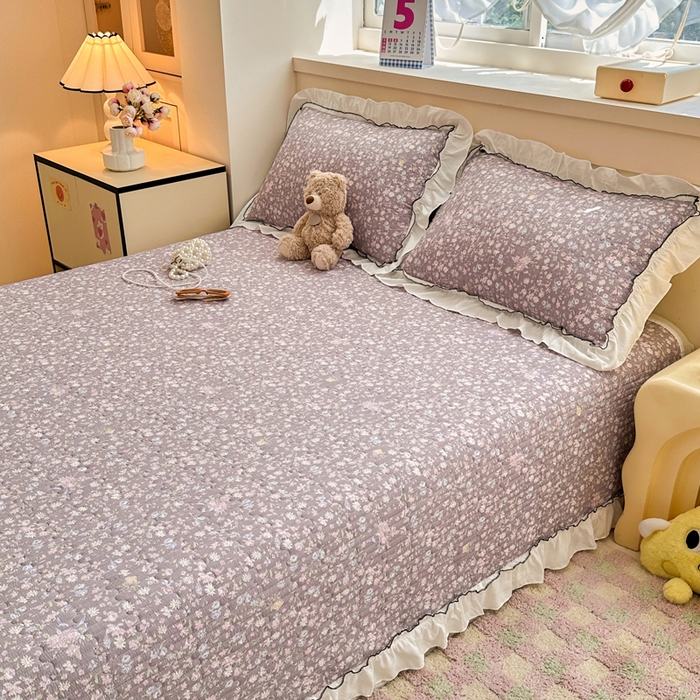 91家纺网 家纺一手货源 找家纺 岚吉家纺 2025新款有氧双层纱花边床盖系列浮生如梦