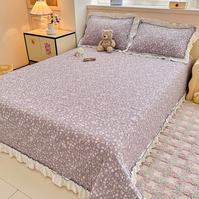 91家纺网 家纺一手货源 找家纺 岚吉家纺 2025新款有氧双层纱花边床盖系列浮生如梦