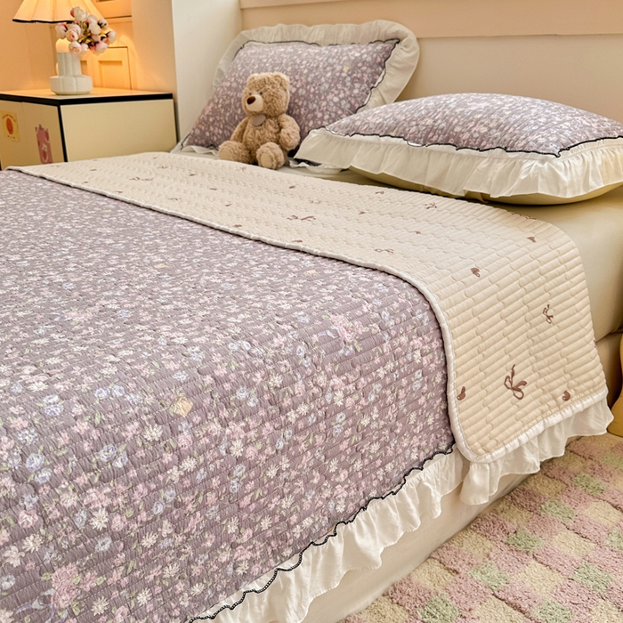 91家纺网 家纺一手货源 找家纺 岚吉家纺 2025新款有氧双层纱花边床盖系列浮生如梦