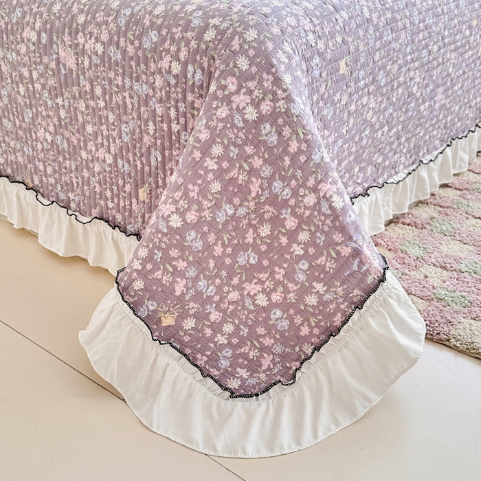 91家纺网 家纺一手货源 找家纺 岚吉家纺 2025新款有氧双层纱花边床盖系列浮生如梦