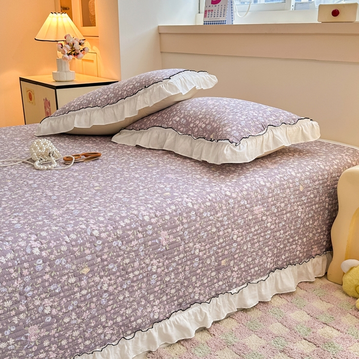 91家纺网 家纺一手货源 找家纺 岚吉家纺 2025新款有氧双层纱花边床盖系列浮生如梦