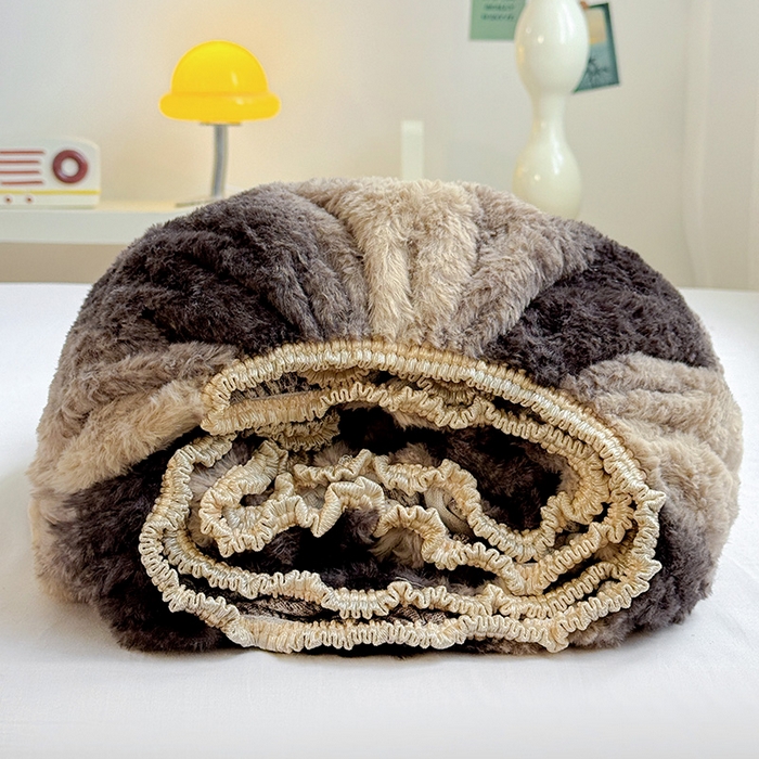 91家纺网 家纺一手货源 找家纺 2025新品兔毛印花单床笠 床笠-卡其