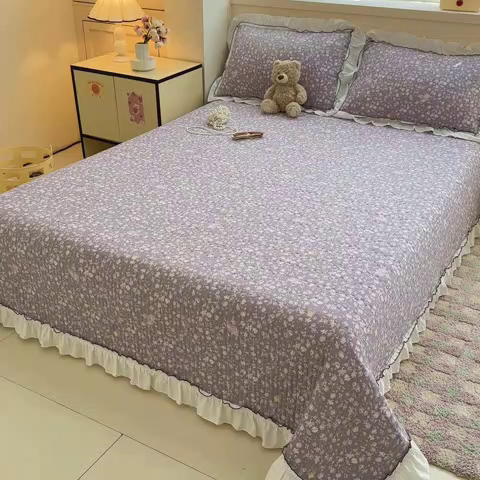 91家纺网 家纺一手货源 找家纺 岚吉家纺 2025新款有氧双层纱花边床盖系列浮生如梦