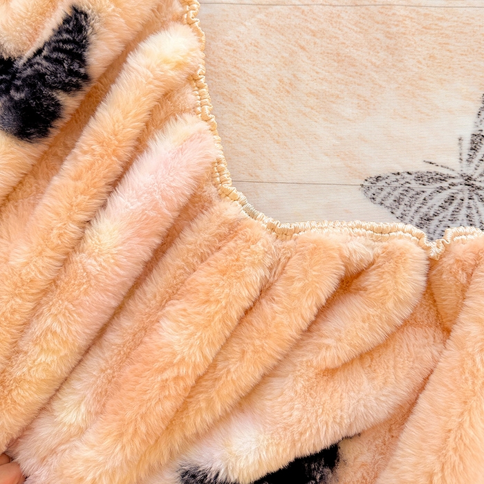 91家纺网 家纺一手货源 找家纺 2025新品兔毛印花单床笠 床笠-梦幻蝴蝶