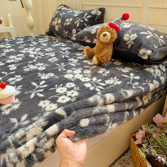 91家纺网 家纺一手货源 找家纺 2025新品兔毛印花单床笠 床笠-莫奈花园