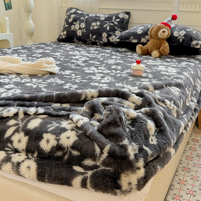 91家纺网 家纺一手货源 找家纺 2025新品兔毛印花单床笠 床笠-莫奈花园