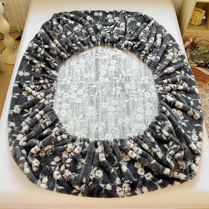 91家纺网 家纺一手货源 找家纺 2025新品兔毛印花单床笠 床笠-莫奈花园