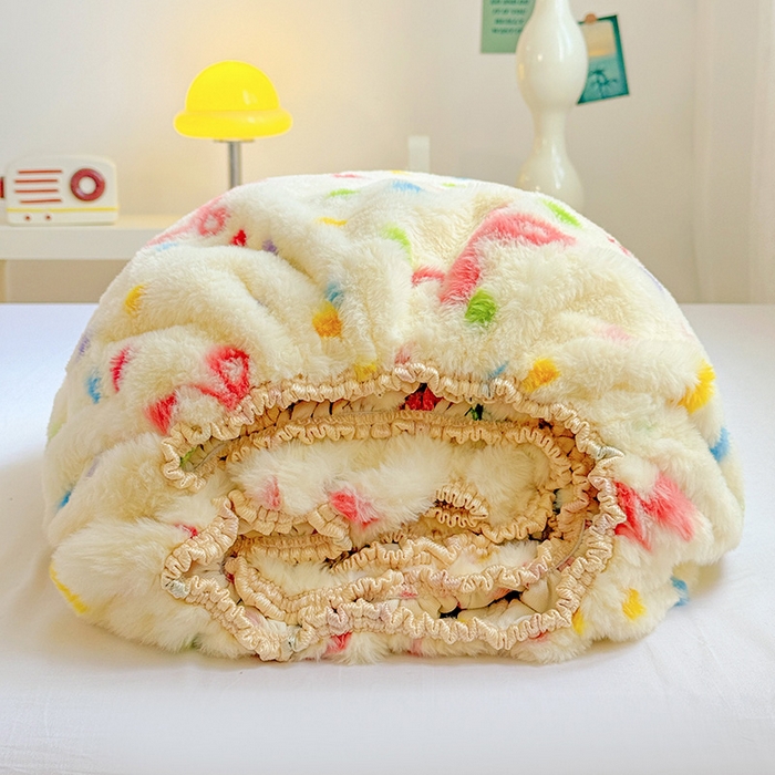 91家纺网 家纺一手货源 找家纺 2025新品兔毛印花单床笠 床笠-奶油甜心