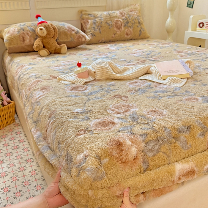 91家纺网 家纺一手货源 找家纺 2025新品兔毛印花单床笠 床笠-若汐