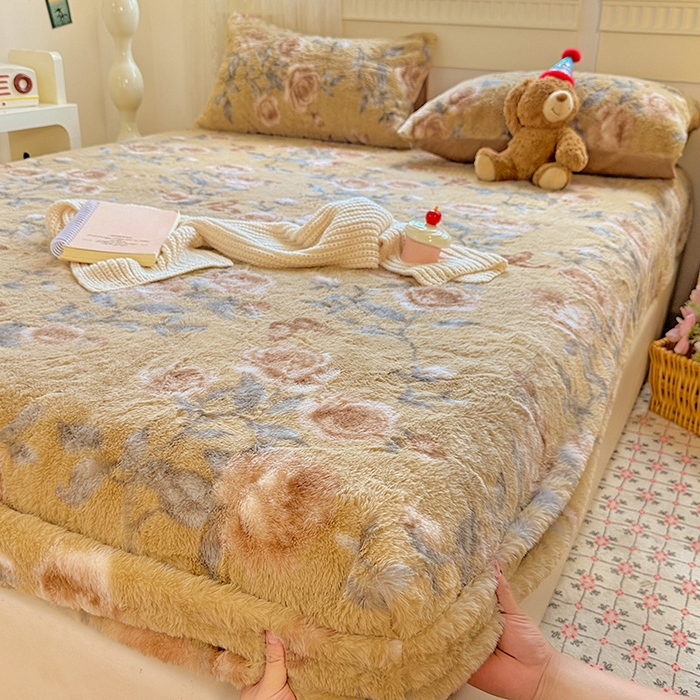 91家纺网 家纺一手货源 找家纺 2025新品兔毛印花单床笠 床笠-若汐