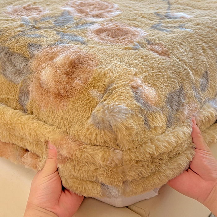 91家纺网 家纺一手货源 找家纺 2025新品兔毛印花单床笠 床笠-若汐