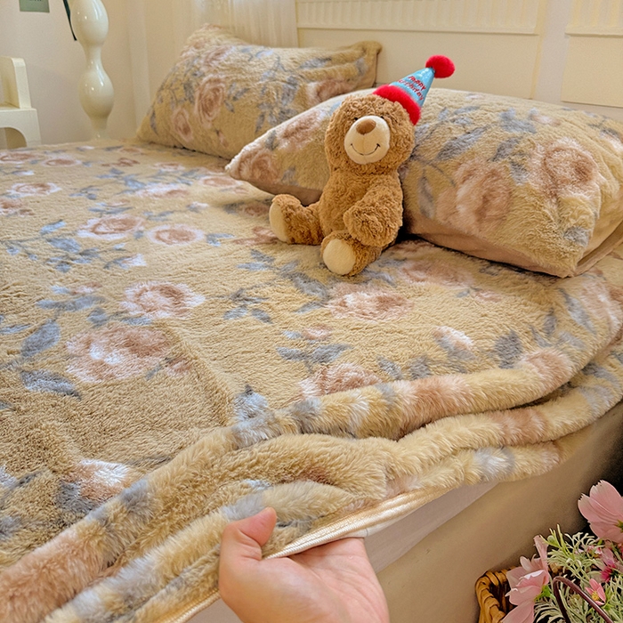 91家纺网 家纺一手货源 找家纺 2025新品兔毛印花单床笠 床笠-若汐