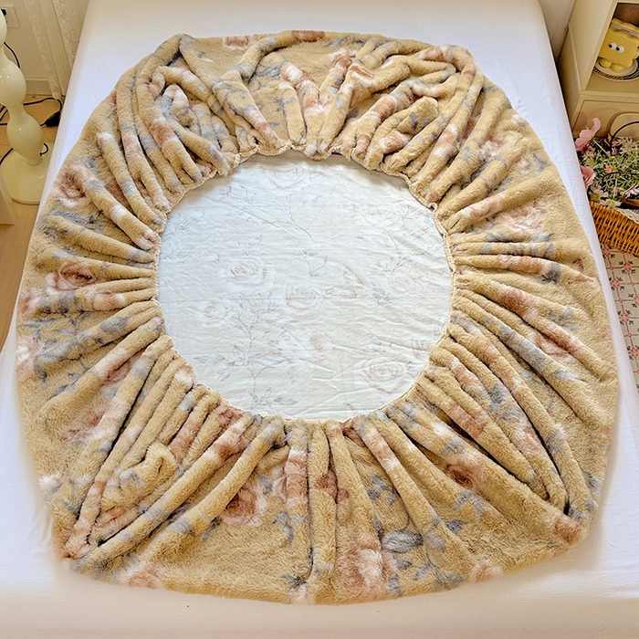 91家纺网 家纺一手货源 找家纺 2025新品兔毛印花单床笠 床笠-若汐