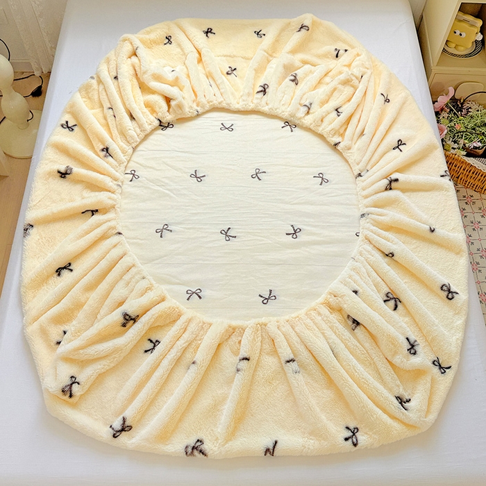 91家纺网 家纺一手货源 找家纺 2025新品兔毛印花单床笠 床笠-少女心