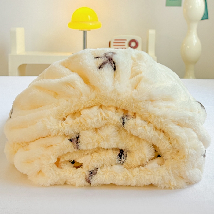 91家纺网 家纺一手货源 找家纺 2025新品兔毛印花单床笠 床笠-少女心