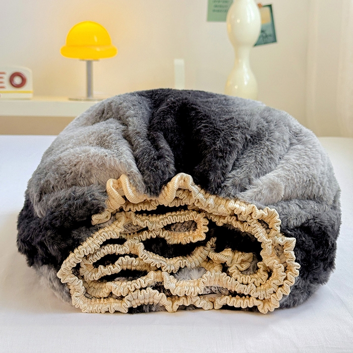 91家纺网 家纺一手货源 找家纺 2025新品兔毛印花单床笠 床笠-太空灰