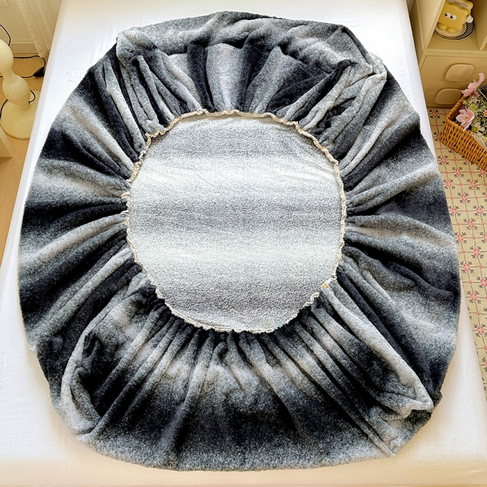 91家纺网 家纺一手货源 找家纺 2025新品兔毛印花单床笠 床笠-太空灰