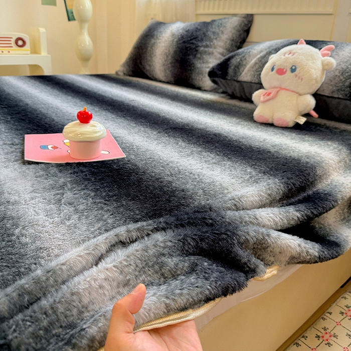 91家纺网 家纺一手货源 找家纺 2025新品兔毛印花单床笠 床笠-太空灰