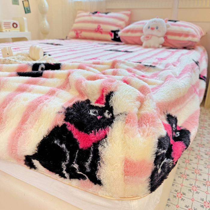 91家纺网 家纺一手货源 找家纺 2025新品兔毛印花单床笠 床笠-甜心蜜趣