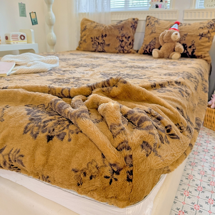 91家纺网 家纺一手货源 找家纺 2025新品兔毛印花单床笠 床笠-晚意