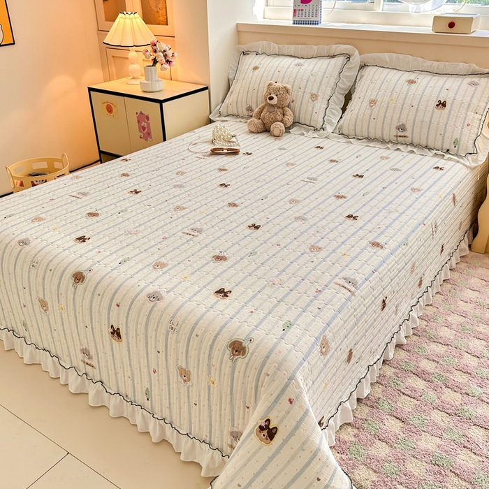 91家纺网 家纺一手货源 找家纺 岚吉家纺 2025新款有氧双层纱花边床盖系列圣诞派对