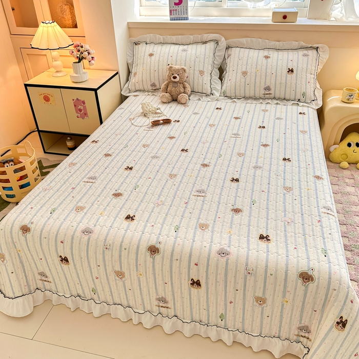 91家纺网 家纺一手货源 找家纺 岚吉家纺 2025新款有氧双层纱花边床盖系列圣诞派对