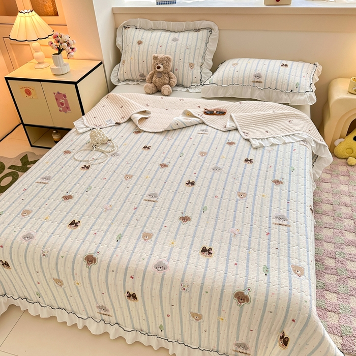 91家纺网 家纺一手货源 找家纺 岚吉家纺 2025新款有氧双层纱花边床盖系列圣诞派对