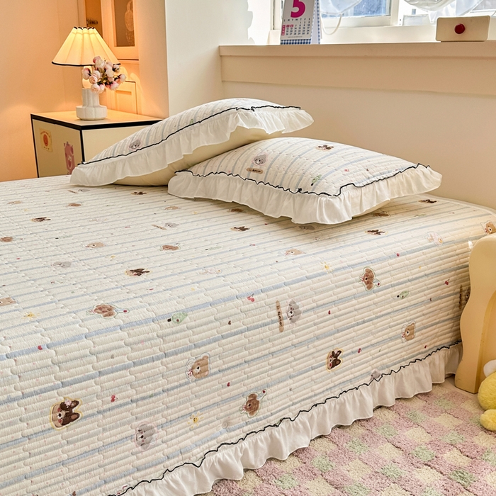 91家纺网 家纺一手货源 找家纺 岚吉家纺 2025新款有氧双层纱花边床盖系列圣诞派对