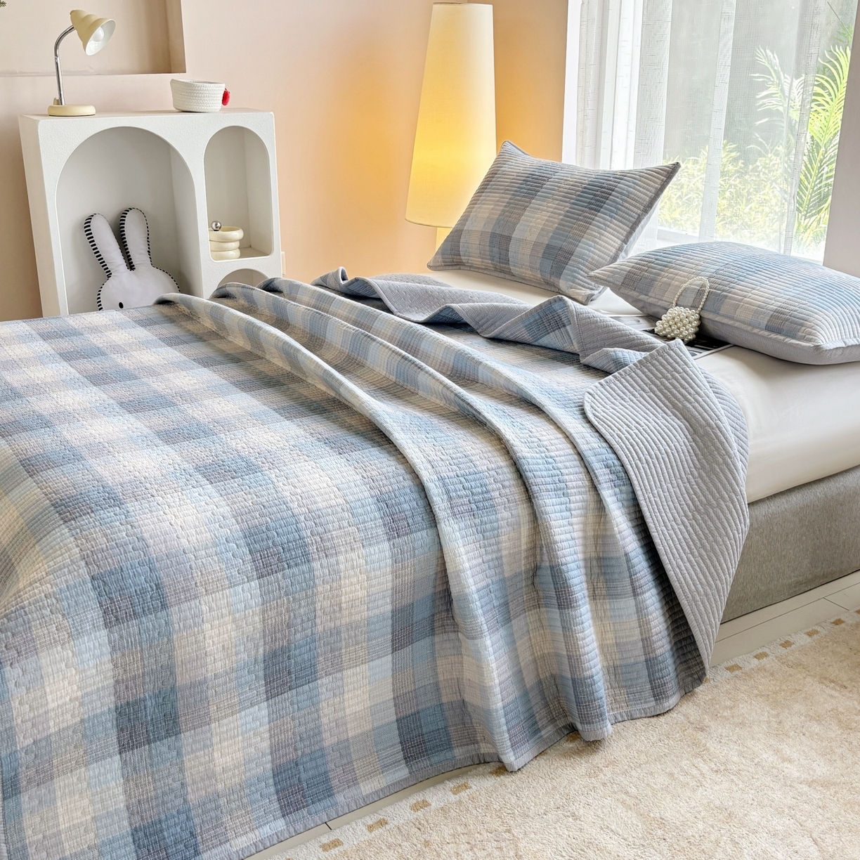 91家纺网 家纺一手货源 找家纺 （总）金艾草 2025新款双面纯棉高温水洗床盖三件套