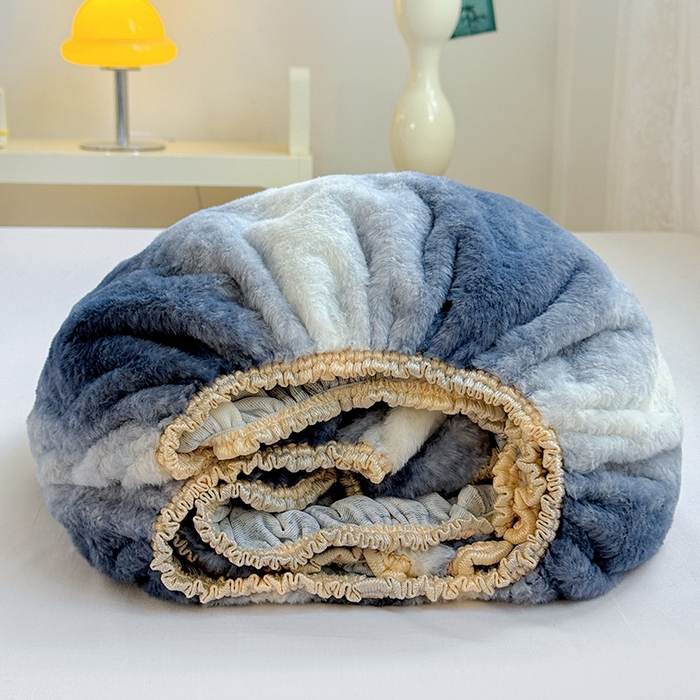 91家纺网 家纺一手货源 找家纺 2025新品兔毛印花单床笠 床笠-雾蓝