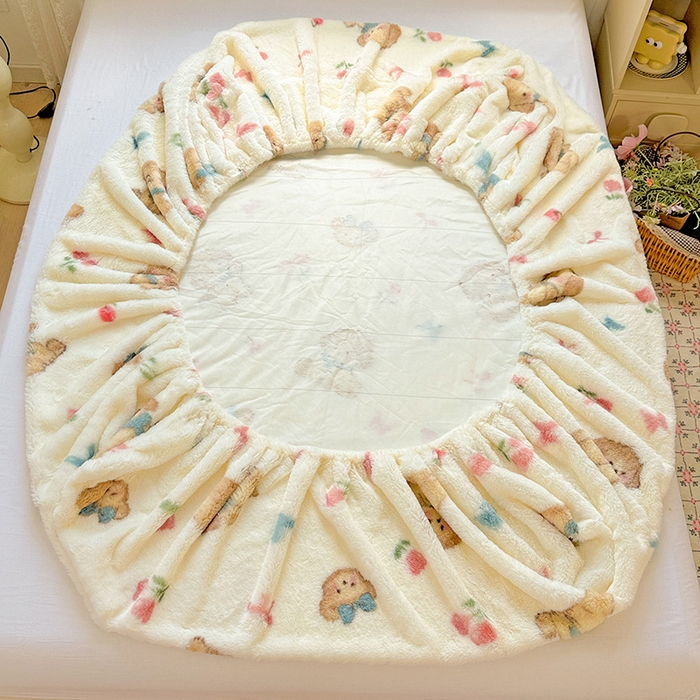 91家纺网 家纺一手货源 找家纺 2025新品兔毛印花单床笠 床笠-幸运狗