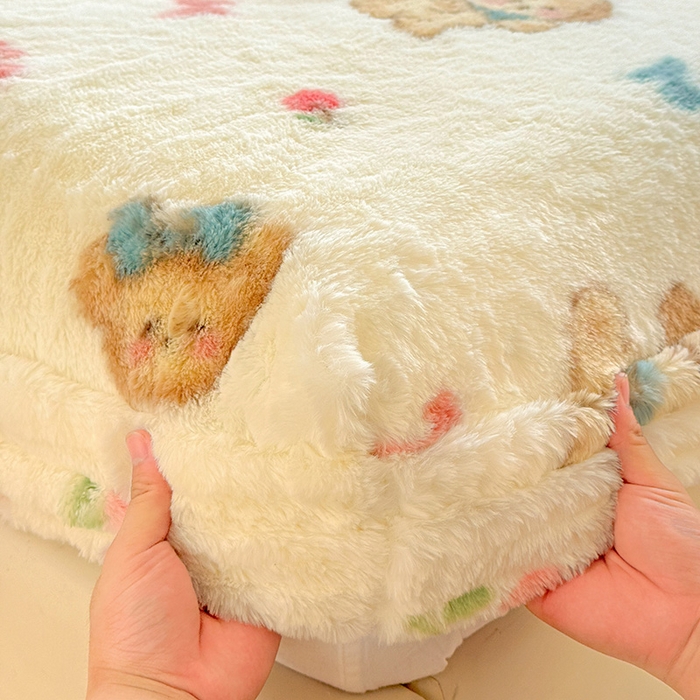 91家纺网 家纺一手货源 找家纺 2025新品兔毛印花单床笠 床笠-幸运狗