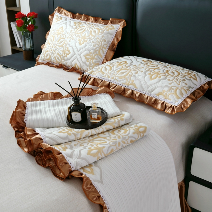 91家纺网 家纺一手货源 找家纺 典曼家纺 2025新款针织棉多用途被套四件套床盖四件套 塞洛华庭