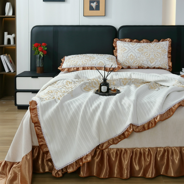 91家纺网 家纺一手货源 找家纺 典曼家纺 2025新款针织棉多用途被套四件套床盖四件套 塞洛华庭