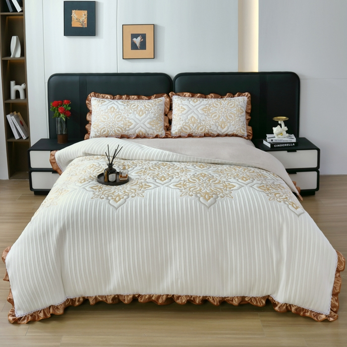 91家纺网 家纺一手货源 找家纺 典曼家纺 2025新款针织棉多用途被套四件套床盖四件套 塞洛华庭