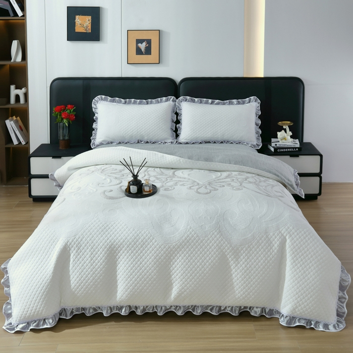 91家纺网 家纺一手货源 找家纺 典曼家纺 2025新款针织棉多用途被套四件套床盖四件套 馨香迷恋