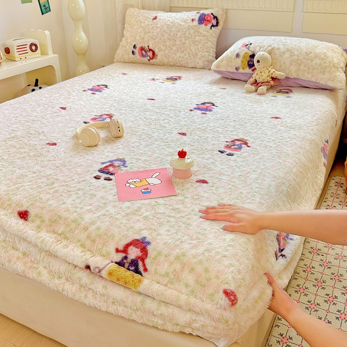 2025新品兔毛印花单床笠 床笠-元气少女