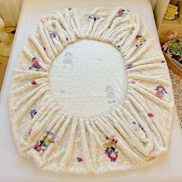 91家纺网 家纺一手货源 找家纺 2025新品兔毛印花单床笠 床笠-元气少女