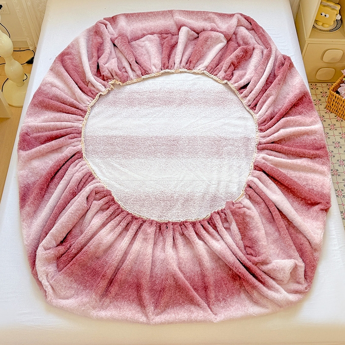 91家纺网 家纺一手货源 找家纺 2025新品兔毛印花单床笠 床笠-棕红