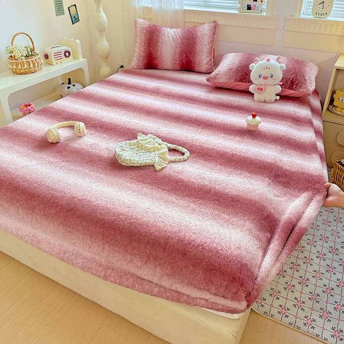 91家纺网 家纺一手货源 找家纺 2025新品兔毛印花单床笠 床笠-棕红