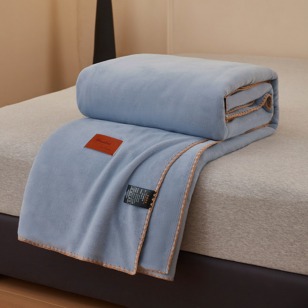 91家纺网 家纺一手货源 找家纺 肖恩毯业 2025新款轻奢纯色仿羊绒毯单层双层保暖加厚秋冬毛毯盖毯毯子跨境专供 仿羊绒双层-宾利蓝