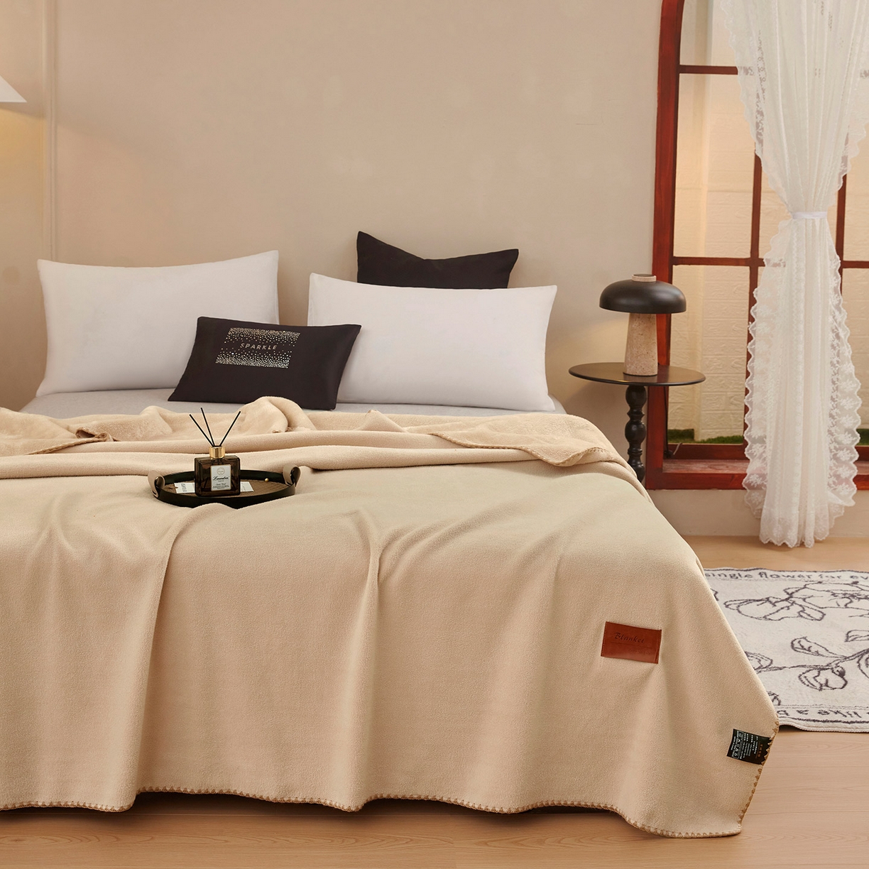 91家纺网 家纺一手货源 找家纺 肖恩毯业 2025新款轻奢纯色仿羊绒毯单层双层保暖加厚秋冬毛毯盖毯毯子跨境专供 仿羊绒单层-卡其