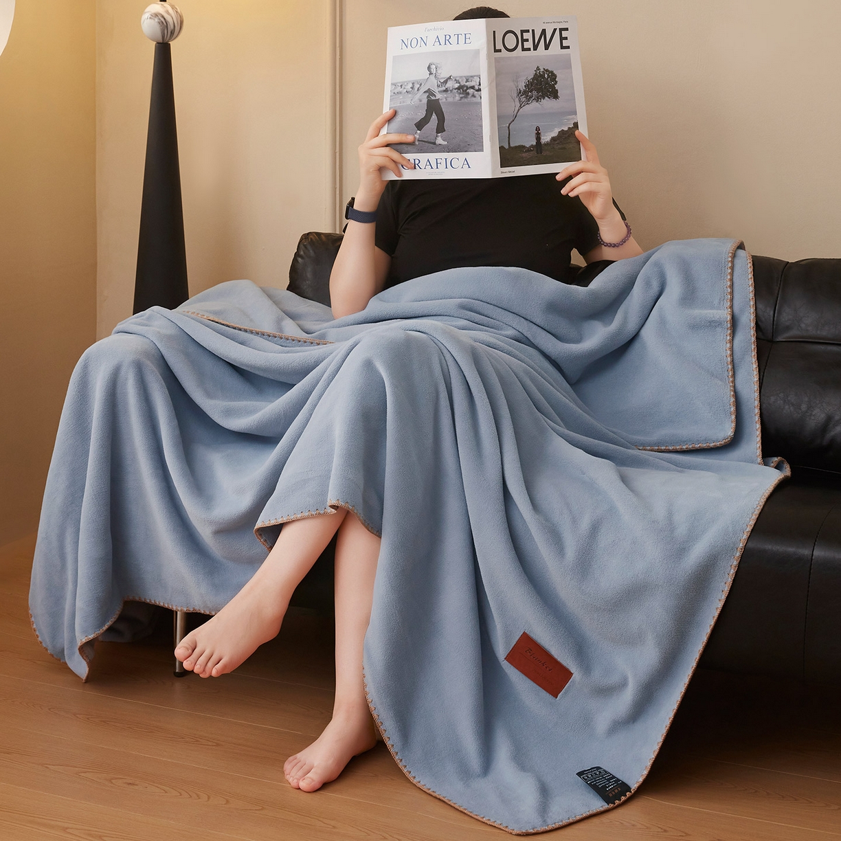 91家纺网 家纺一手货源 找家纺 肖恩毯业 2025新款轻奢纯色仿羊绒毯单层双层保暖加厚秋冬毛毯盖毯毯子跨境专供 仿羊绒双层-宾利蓝