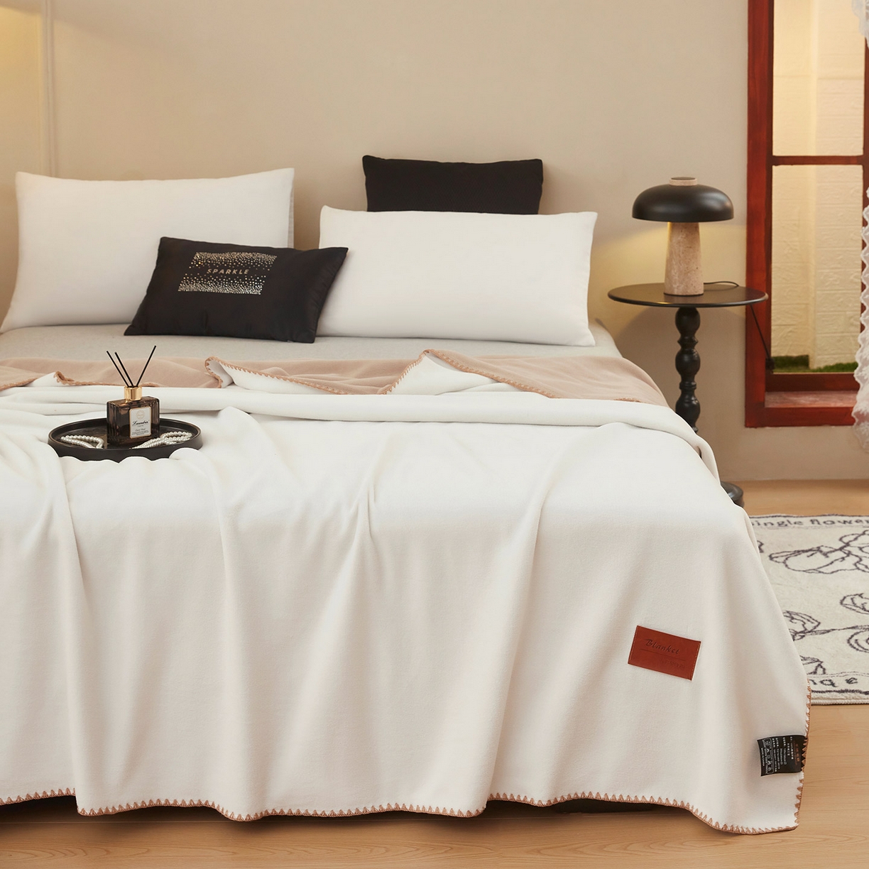 91家纺网 家纺一手货源 找家纺 （总）肖恩毯业 2025新款轻奢纯色仿羊绒毯单层双层保暖加厚秋冬毛毯盖毯毯子跨境专供